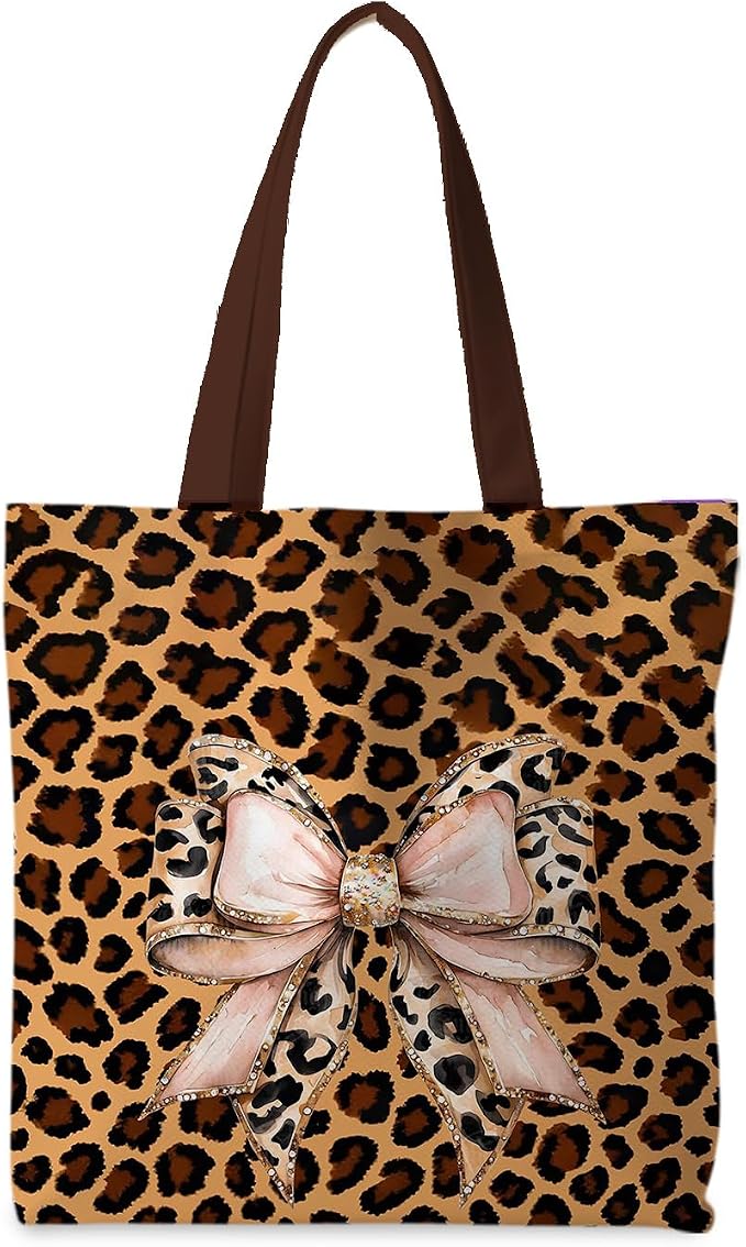Mama tote bag with leopard and cow print stacked lettering
