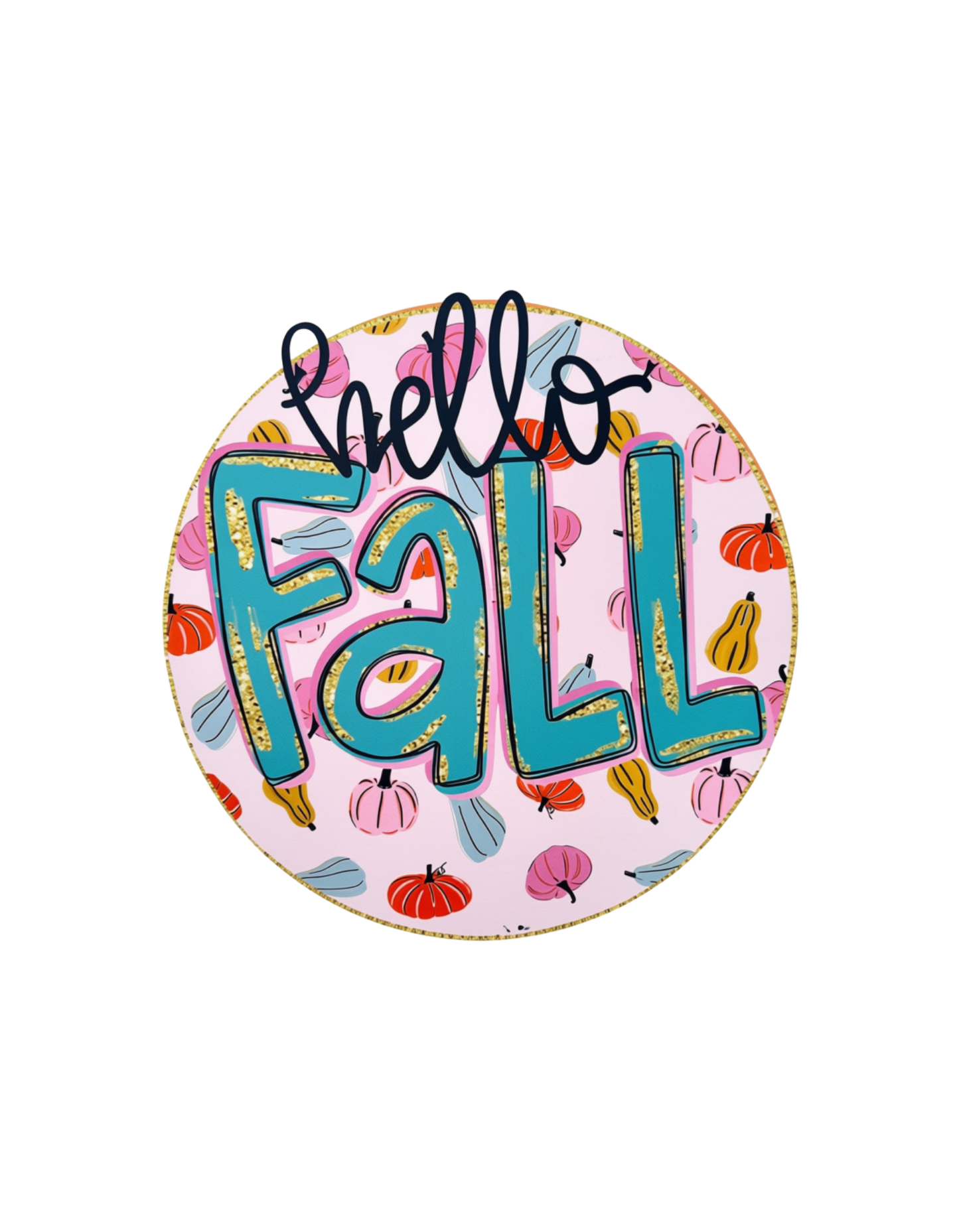 Hello Fall colorful pumpkin DTF transfer design