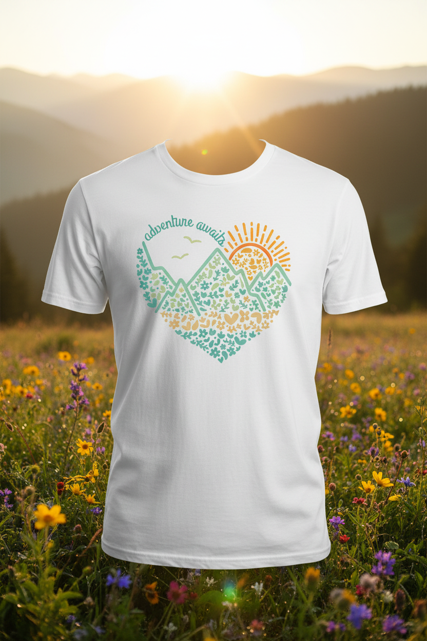 Adventure Awaits Camping Graphic Tee - White