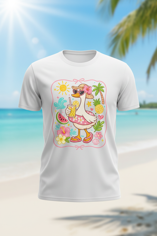 Pool Days Summer Duck Graphic Tee - White