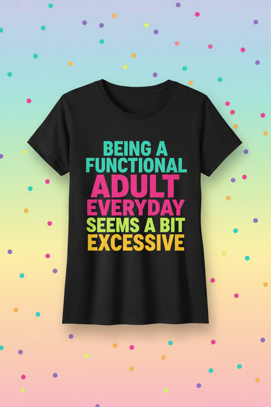 Functional Adult black t-shirt mockup on pastel rainbow confetti background