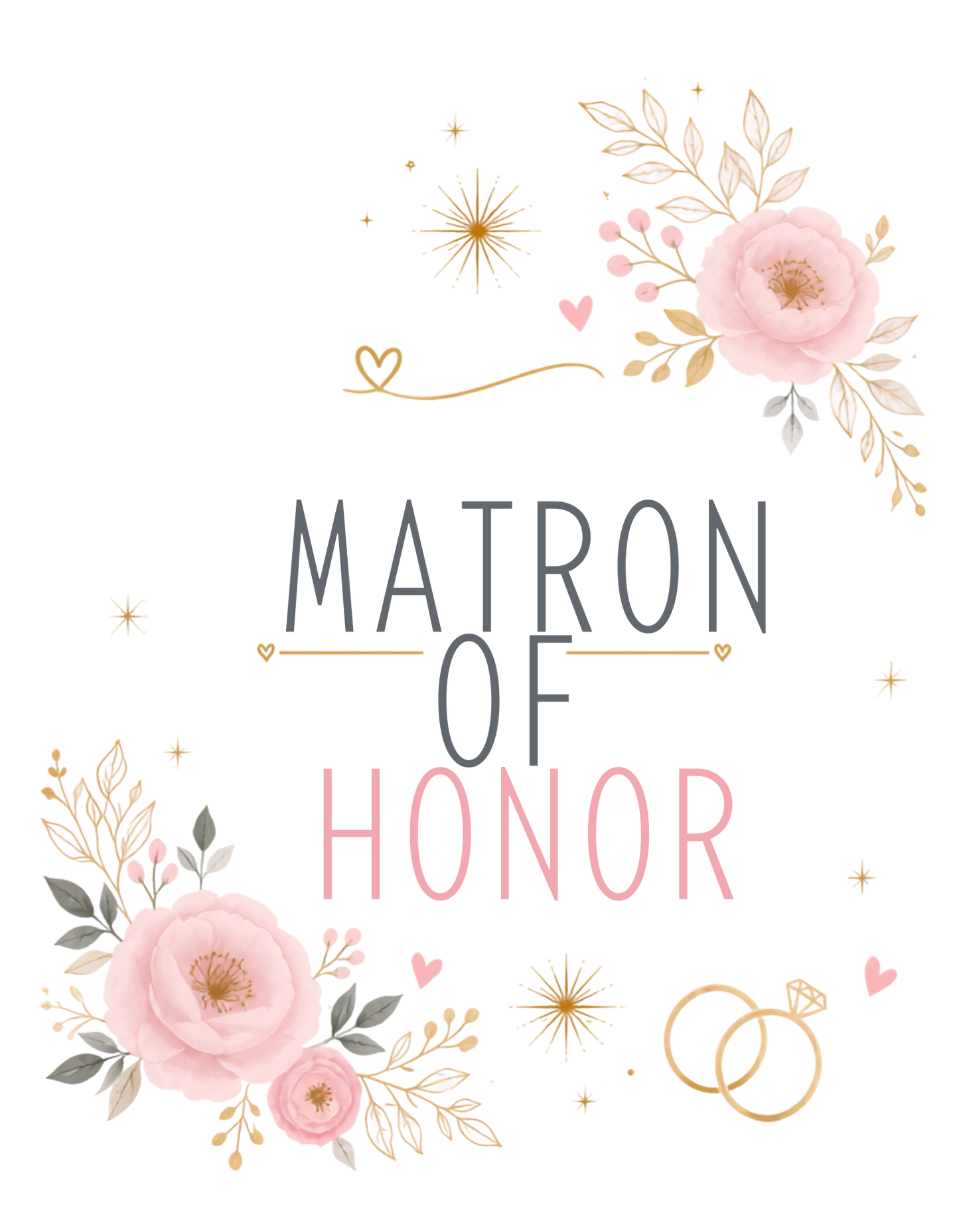 Matron of Honor graphic tee - charcoal and pink design