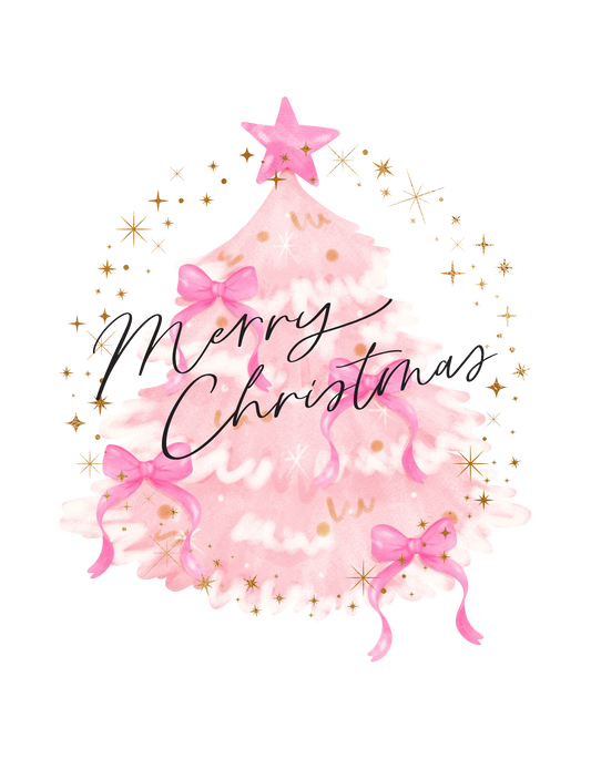 Merry Christmas Pink Tree T-Shirt