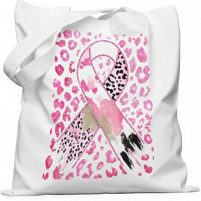 Pink Ribbon Leopard Tote Bag