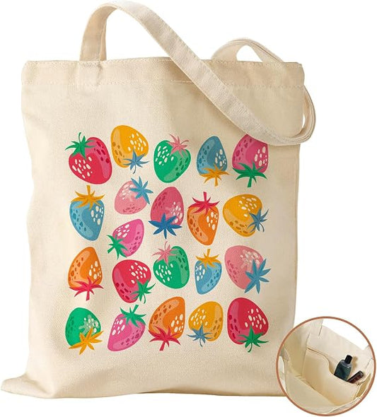 Colorful Strawberries Tote Bag