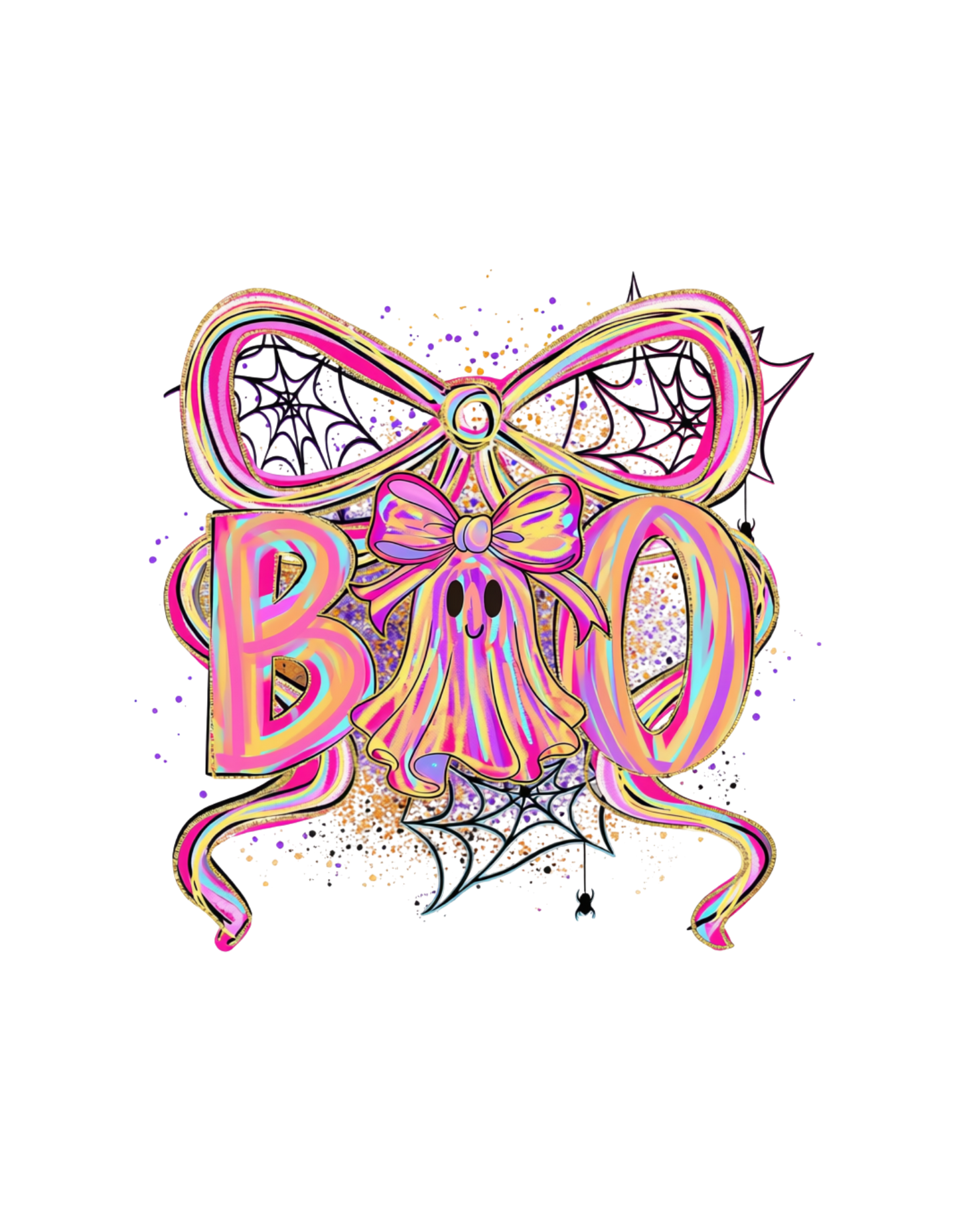 Pink Bow Boo Ghost Halloween DTF transfer design