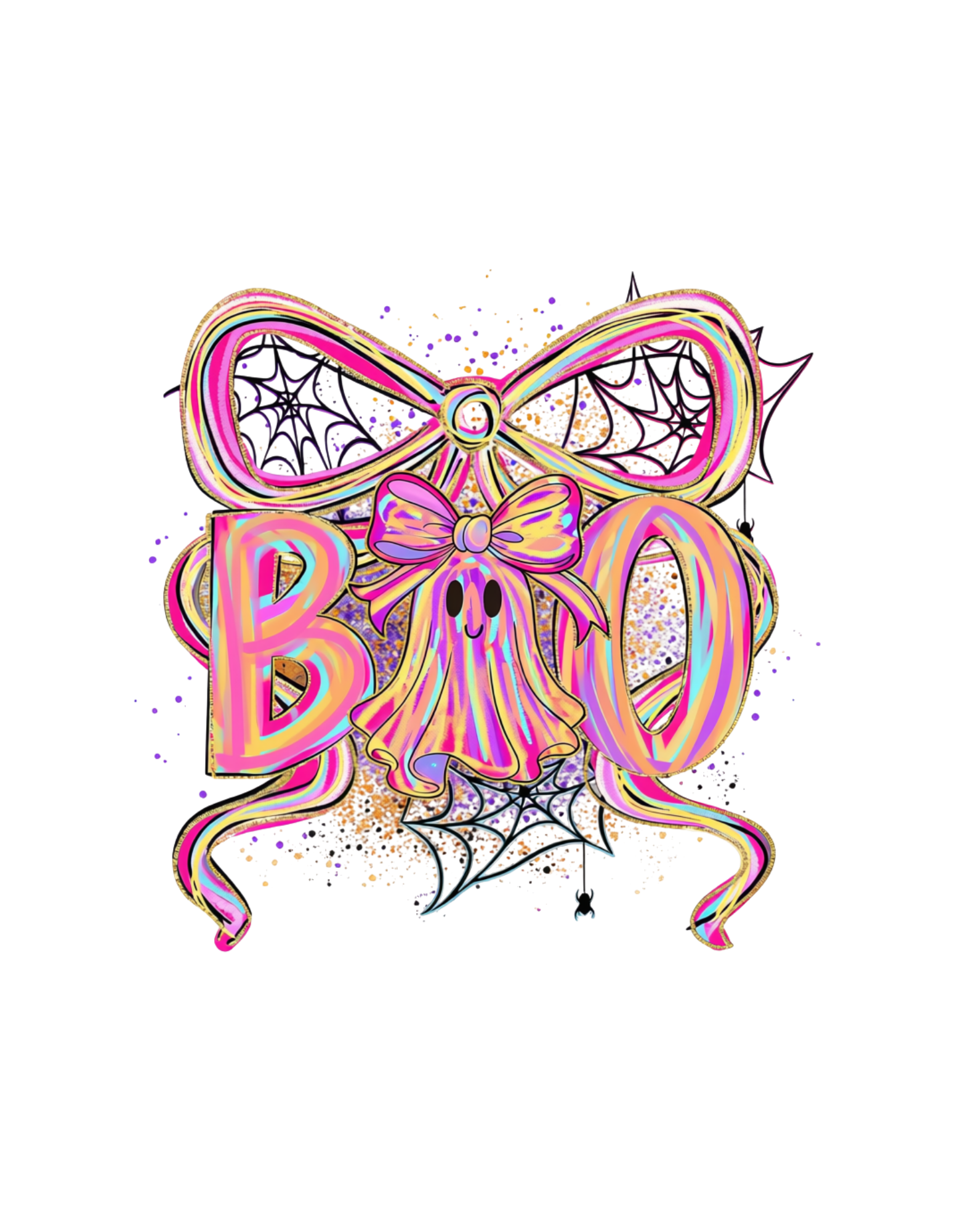 Pink Bow Boo Ghost Halloween DTF transfer design