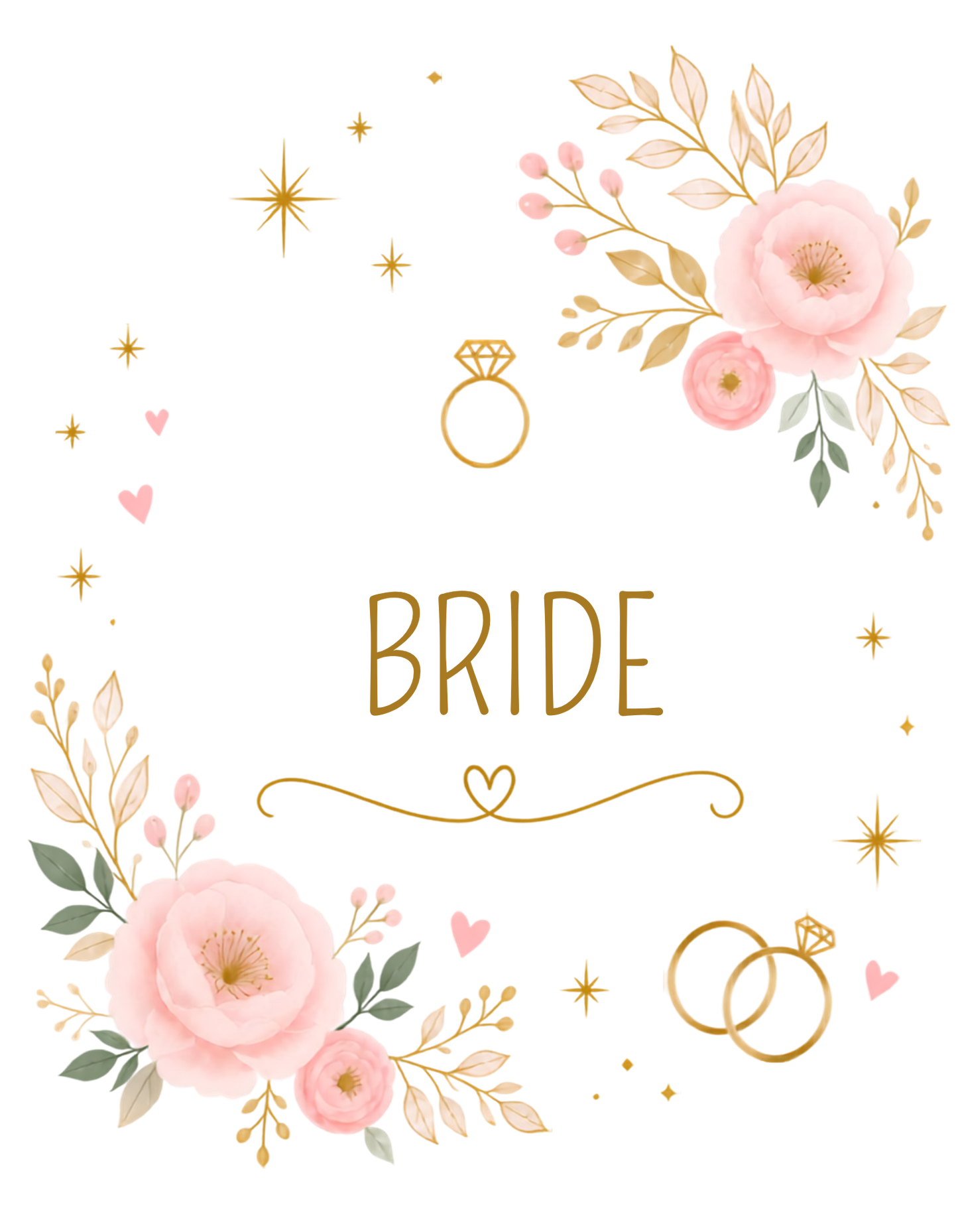 Bride graphic tee - pink floral and gold design