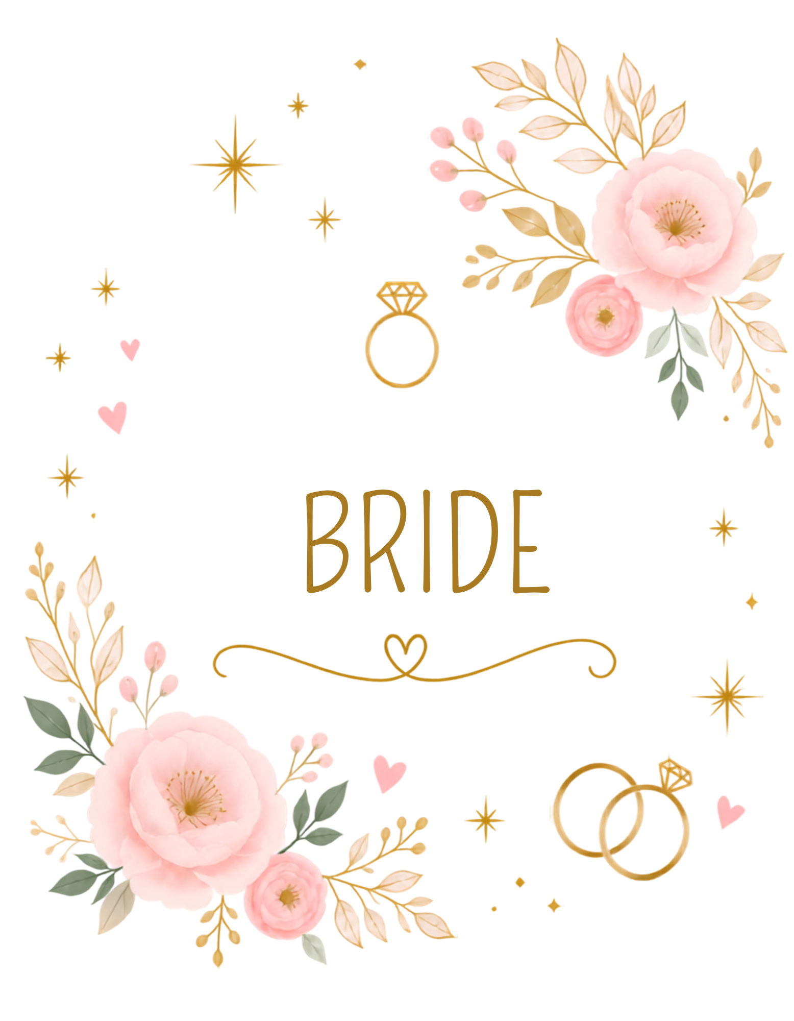 Bride graphic tee - pink floral and gold design