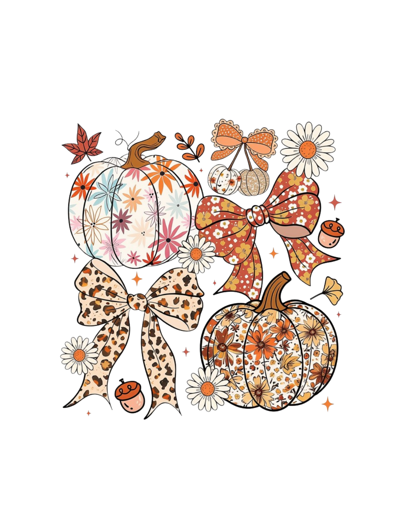 Fall boho pumpkin DTF transfer design
