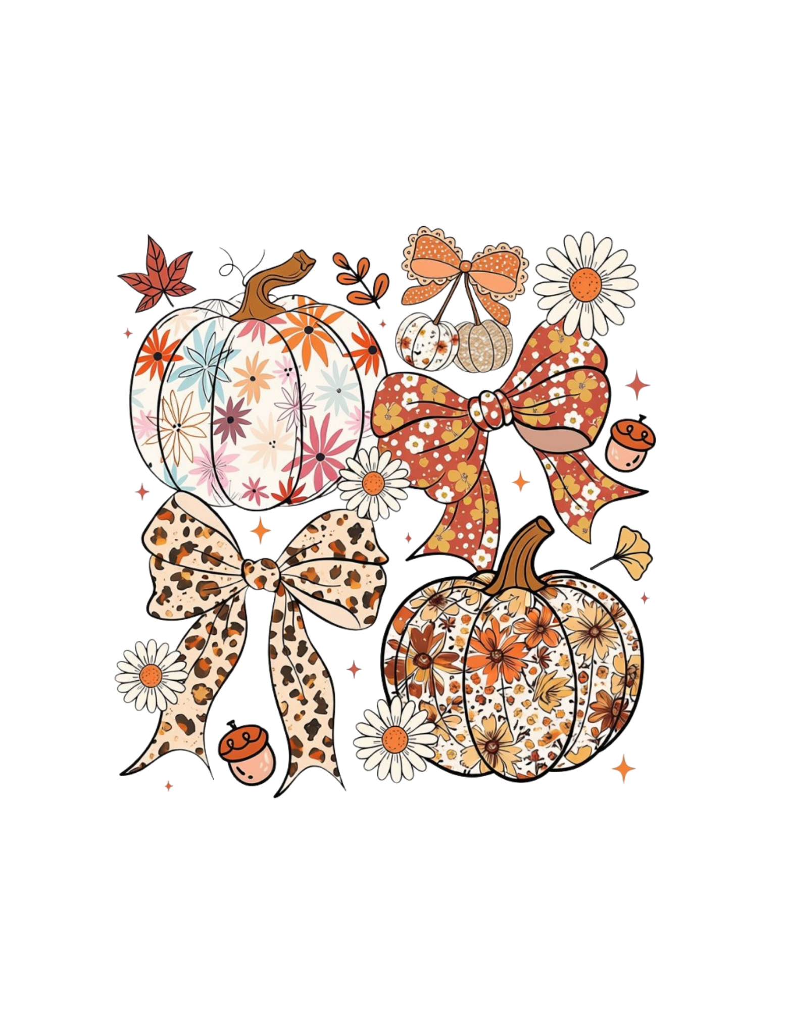 Fall boho pumpkin DTF transfer design