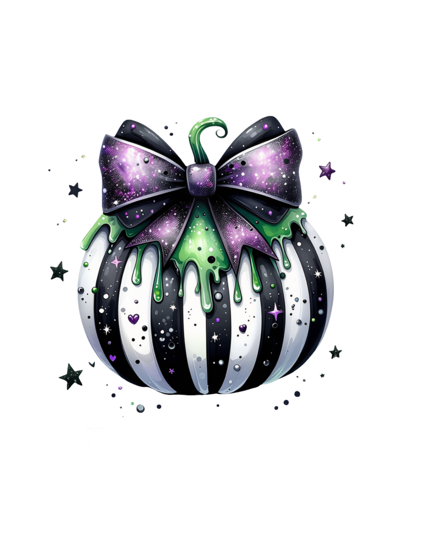Halloween glam pumpkin galaxy bow DTF transfer design