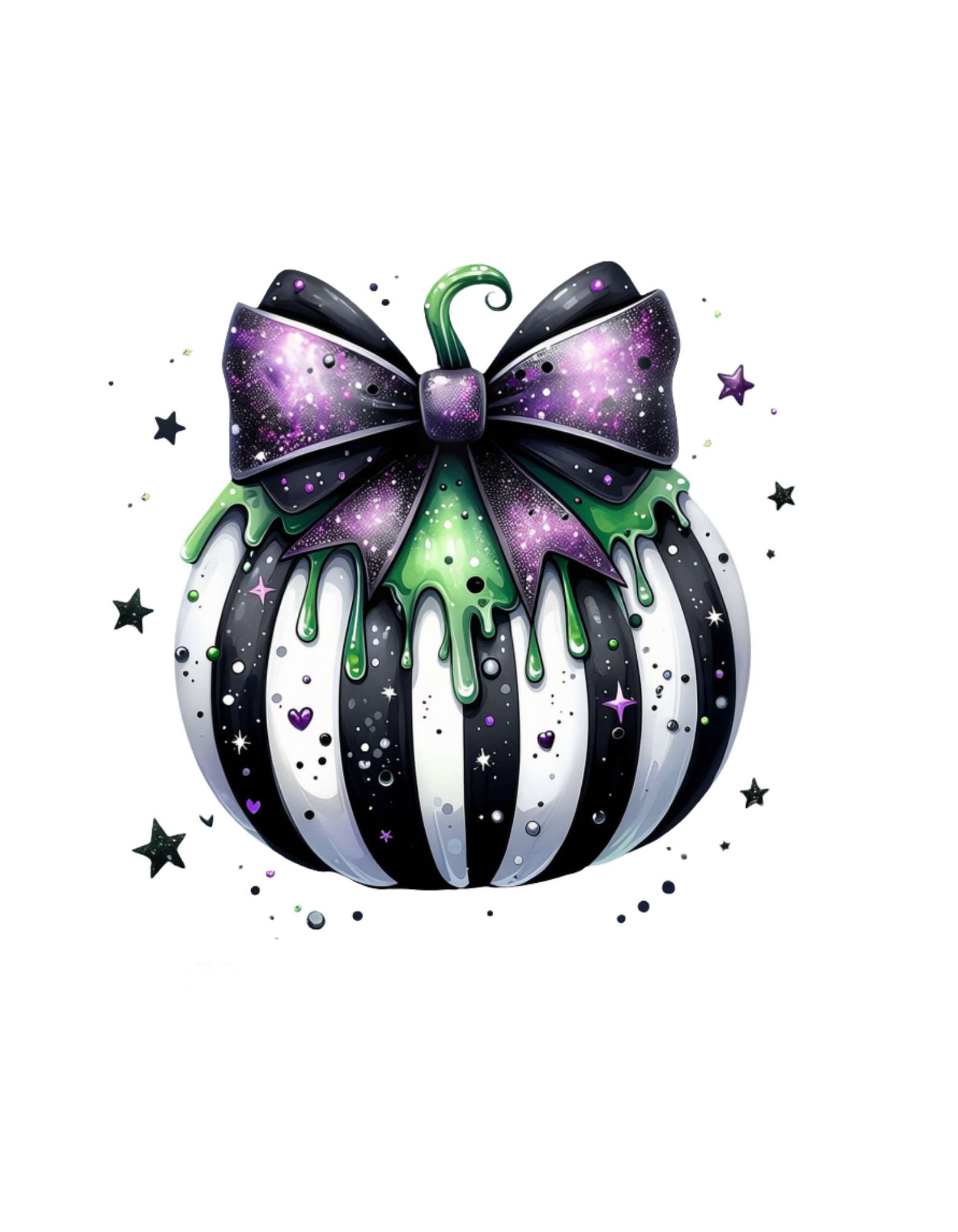 Halloween glam pumpkin galaxy bow DTF transfer design