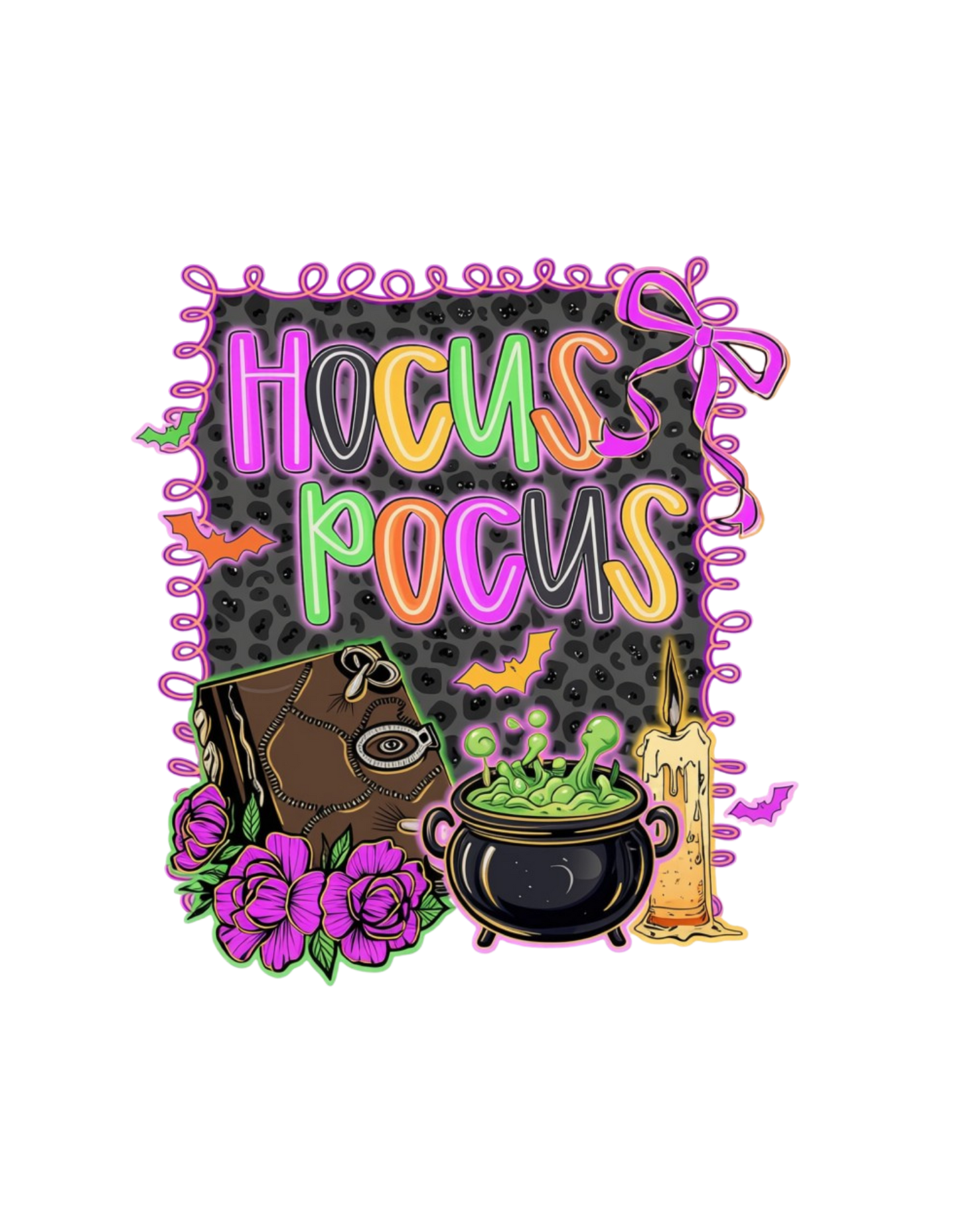 Hocus Pocus leopard print Halloween DTF transfer design