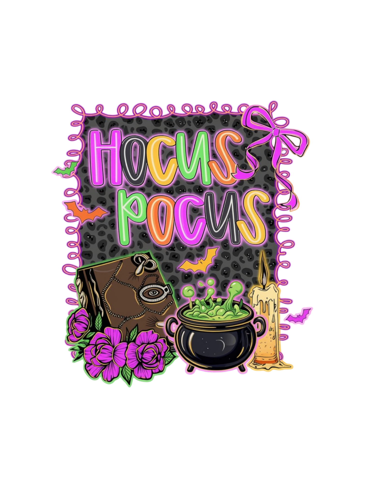 Hocus Pocus leopard print Halloween DTF transfer design