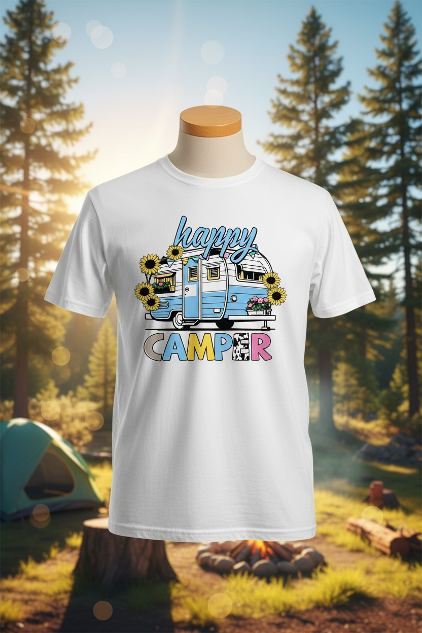 Happy Camper Graphic Tee - White