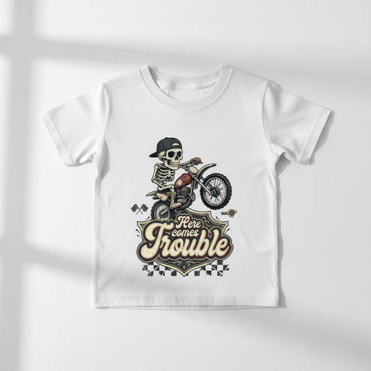 Here Comes Trouble Kids Folded Flat Lay