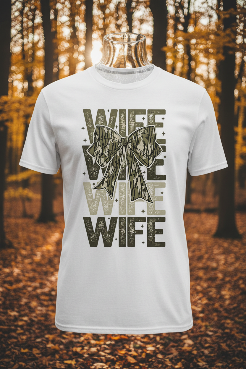 Camo Wife Graphic Tee - White