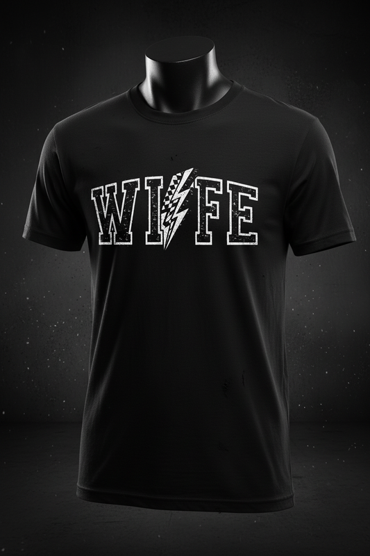 Wife Lightning Bolt Graphic Tee - Black