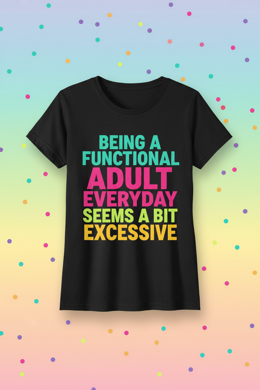 Functional Adult black t-shirt mockup on pastel rainbow confetti background