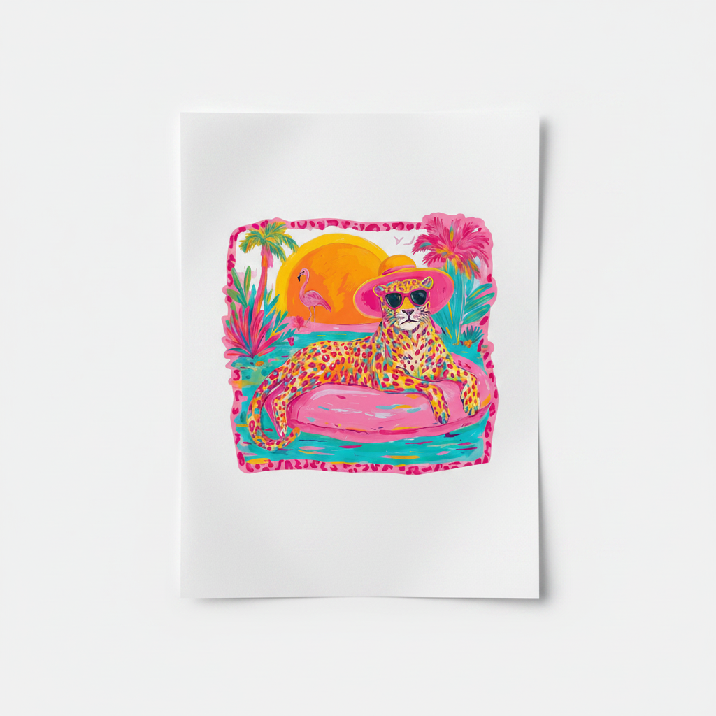 Cheetah Pool Vibes DTF transfer mockup