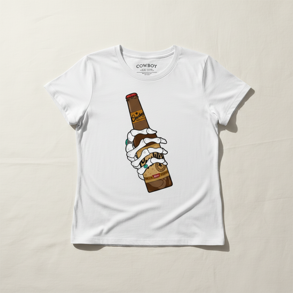 Beer Skull Hand tee flat lay mockup