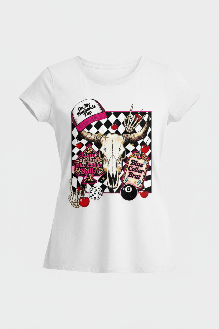 Blue Collar Brat women's t-shirt mockup