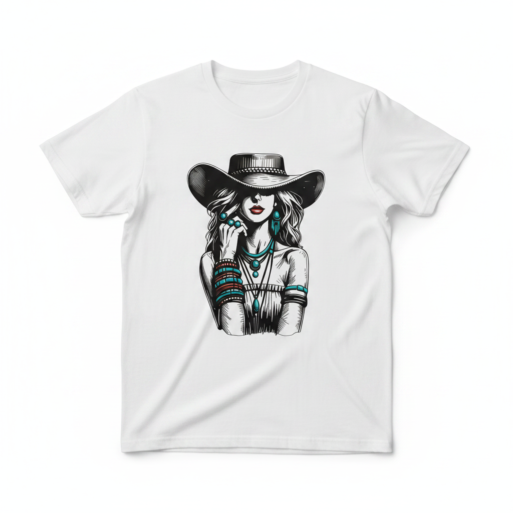 Cowgirl tee flat lay mockup