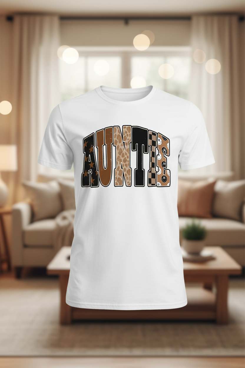 Retro Auntie Graphic Tee - White