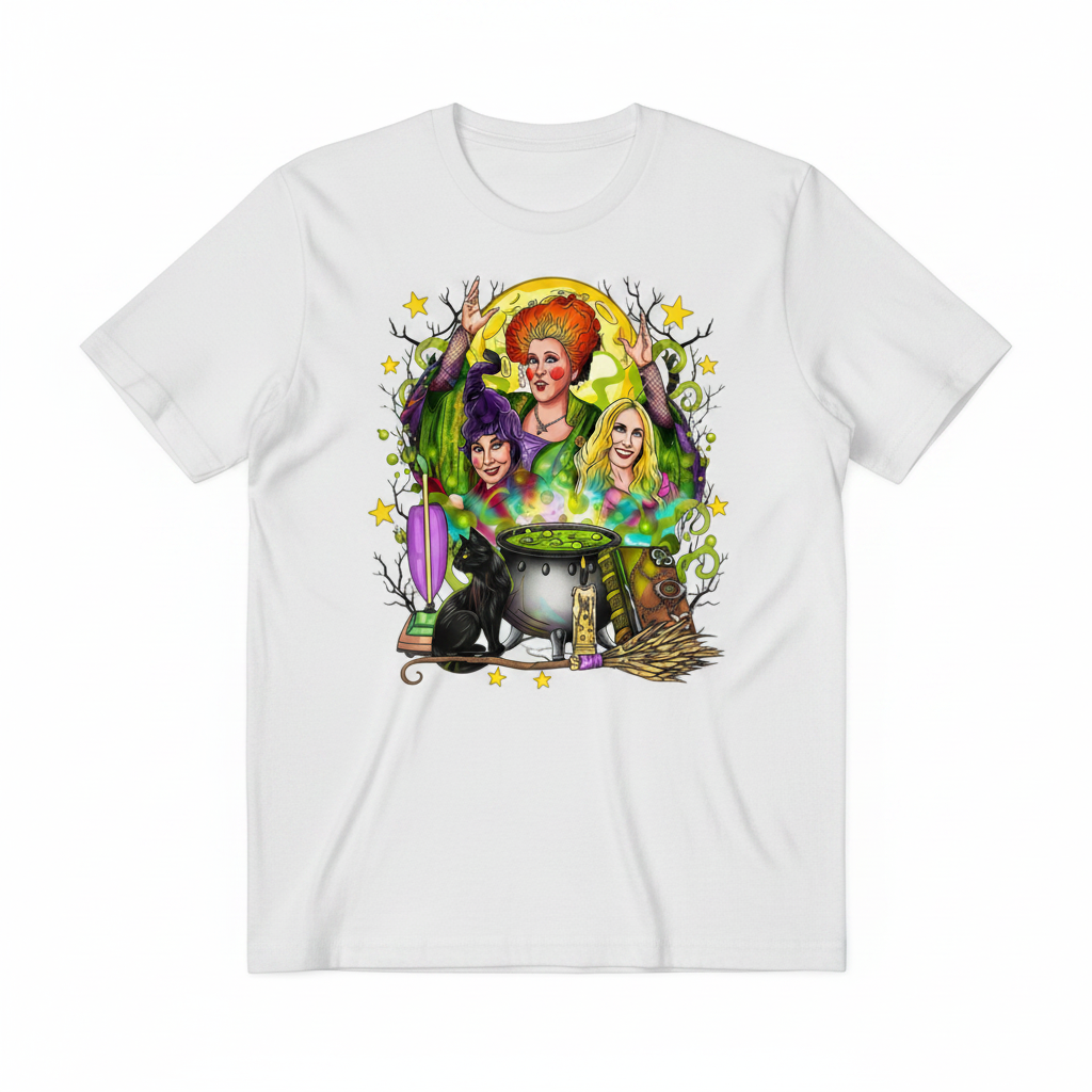 Hocus Pocus Girls tee flat lay mockup