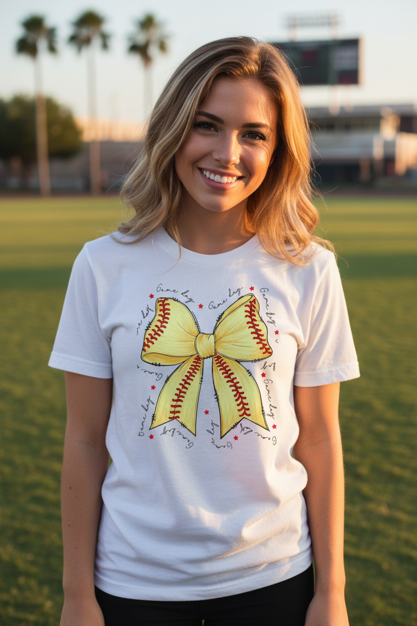 Game Day Softball Bow lifestyle mockup