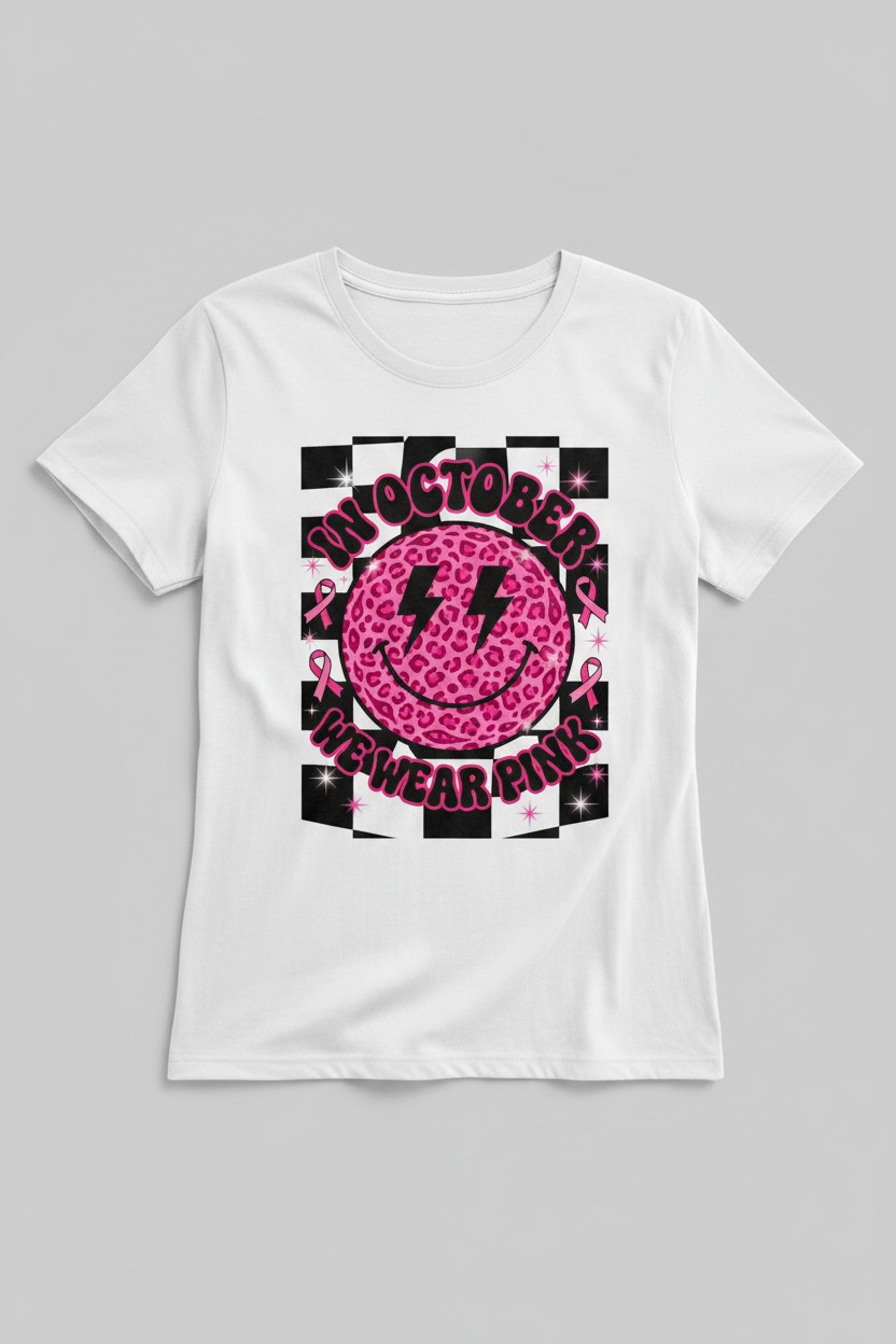 In October We Wear Pink women's t-shirt mockup