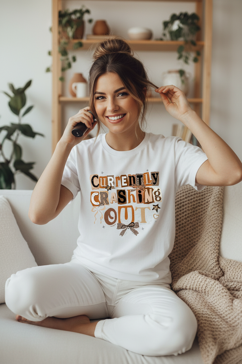 Currently Crashing Out tee lifestyle photo