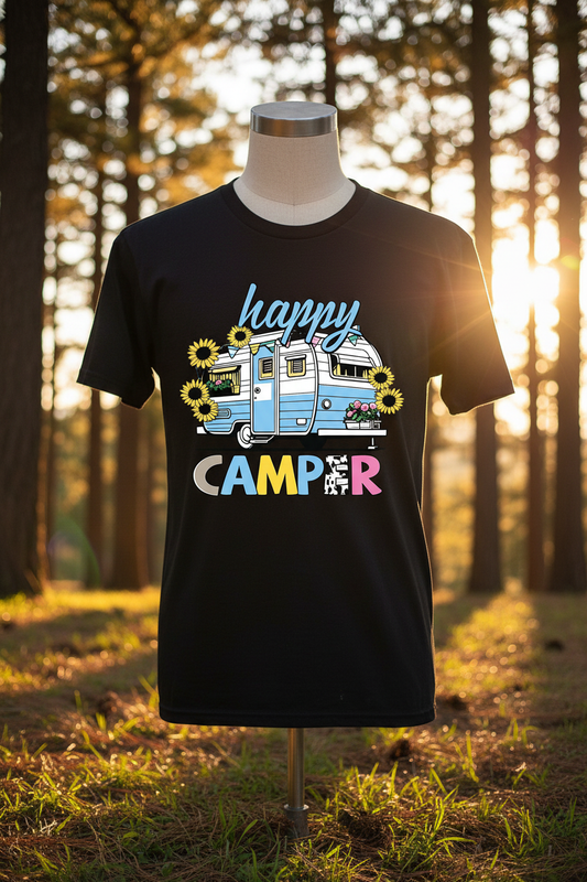 Happy Camper Graphic Tee - Black