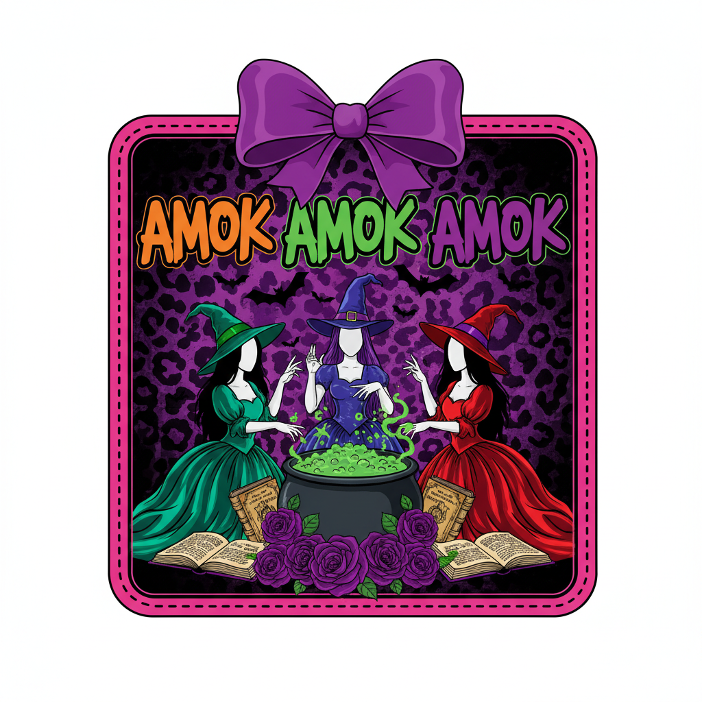Amok Amok Amok witch Halloween graphic design