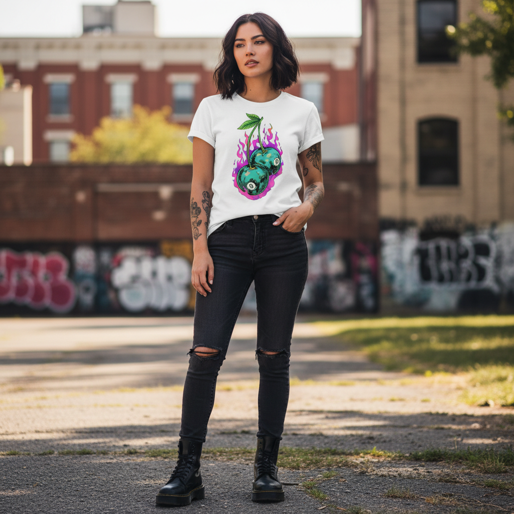 Cherry 8-Ball tee lifestyle mockup
