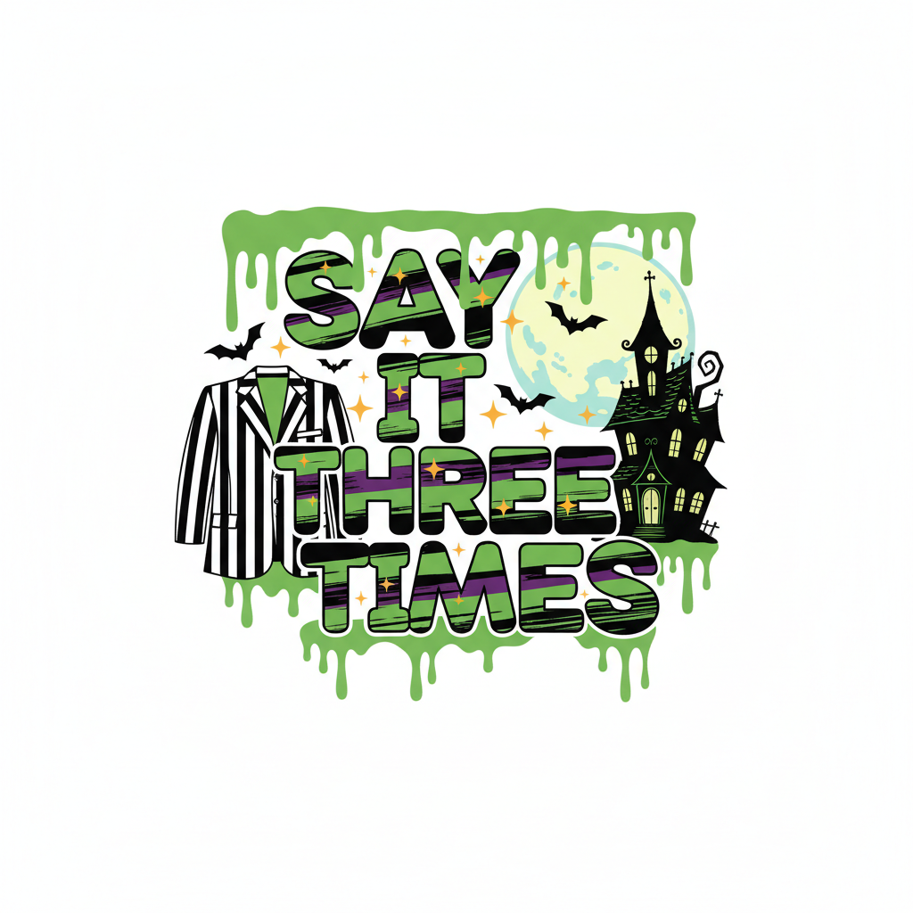 Say It Three Times Halloween graphic design