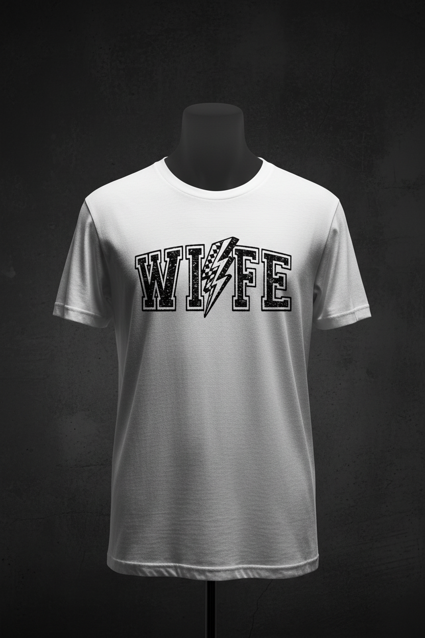 Wife Lightning Bolt Graphic Tee - White