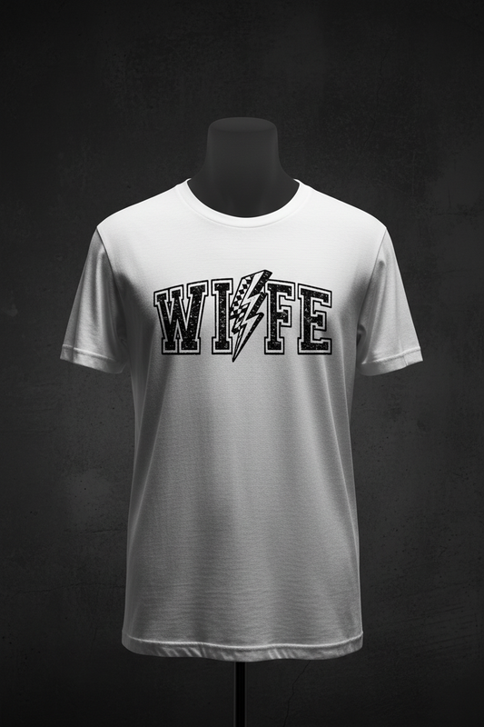 Wife Lightning Bolt Graphic Tee - White