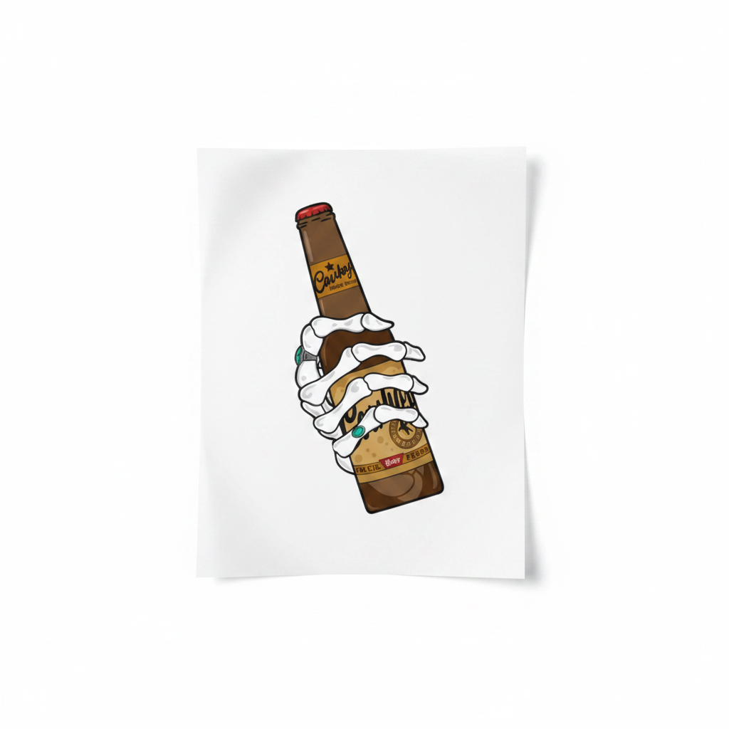 Beer Skull Hand DTF transfer mockup