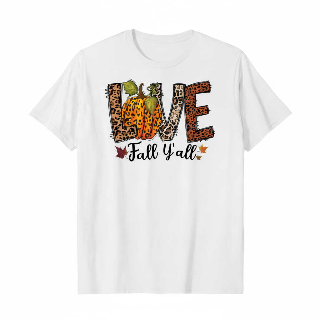 Love Fall Y'all tee flat lay mockup