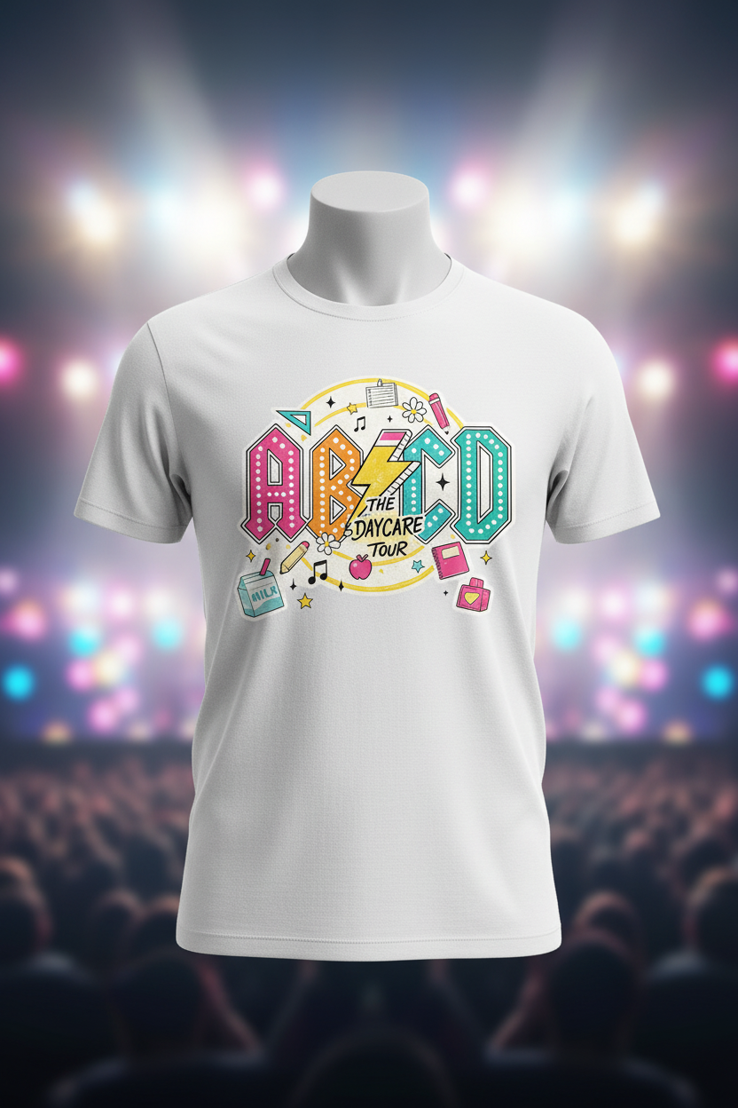ABCD Daycare Tour Graphic Tee - White Front