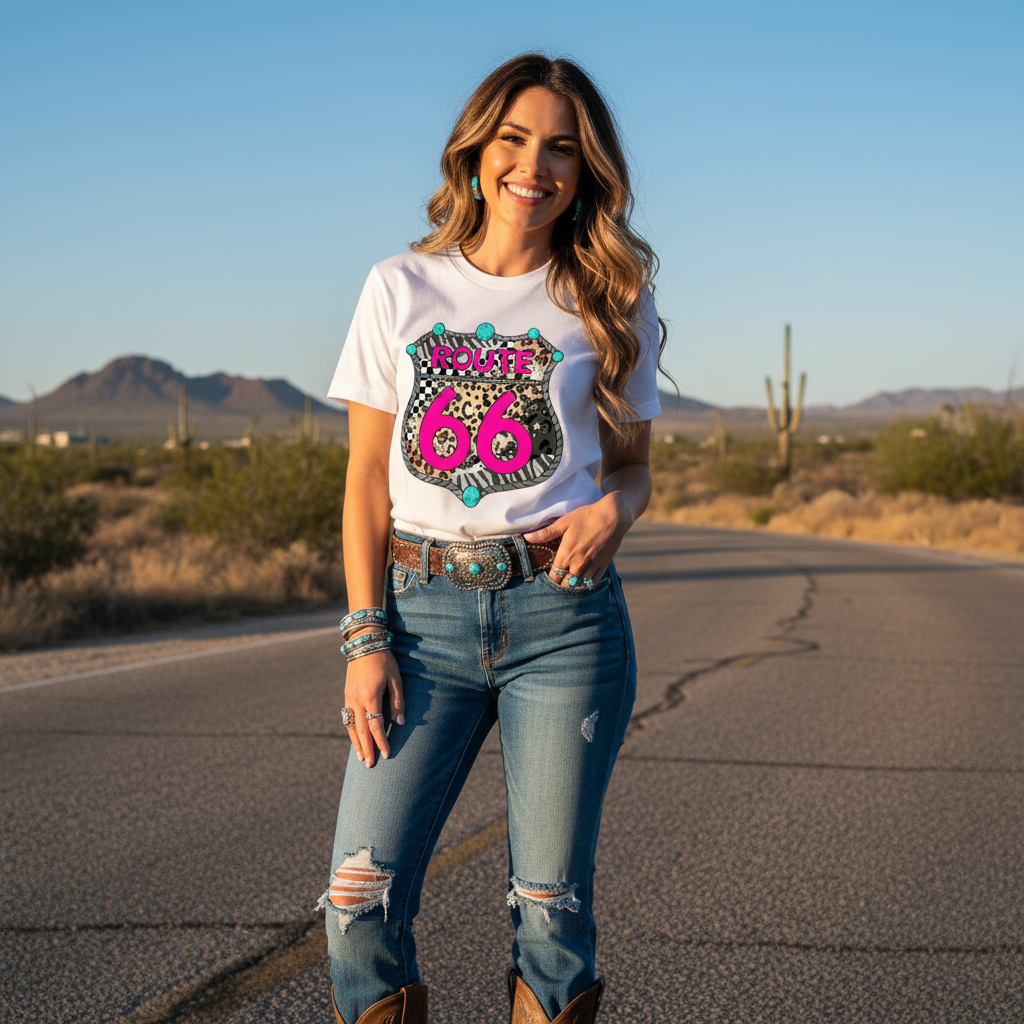 Route 66 tee lifestyle mockup