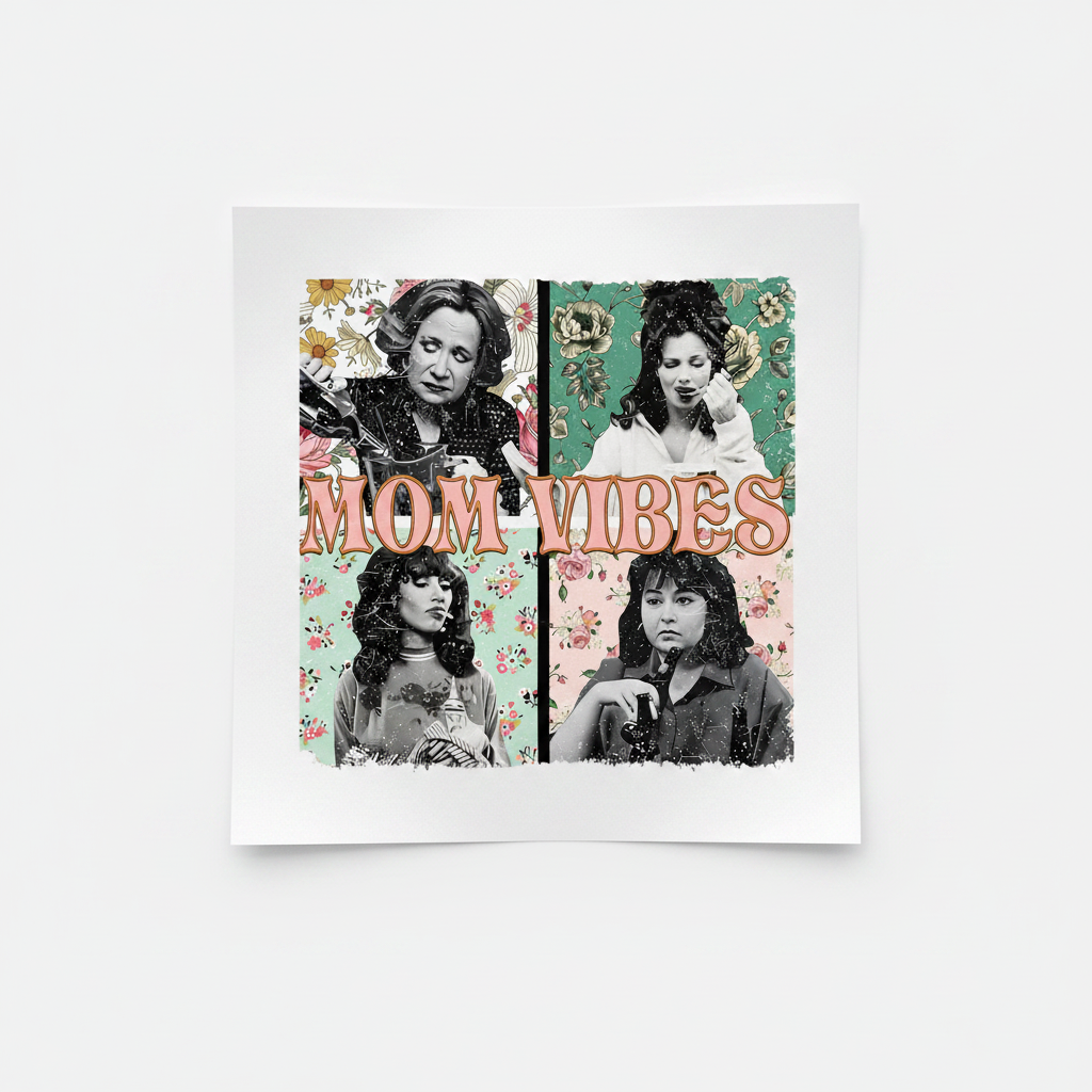 Mom Vibes DTF transfer mockup
