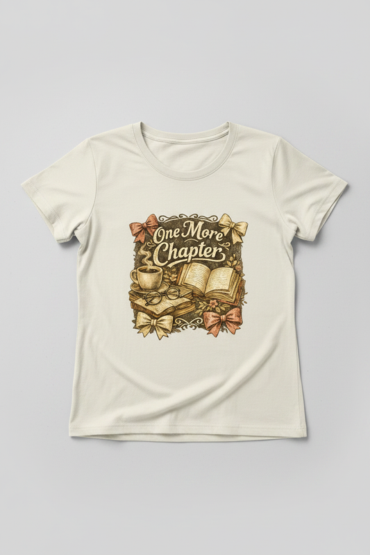 One More Chapter women's t-shirt mockup
