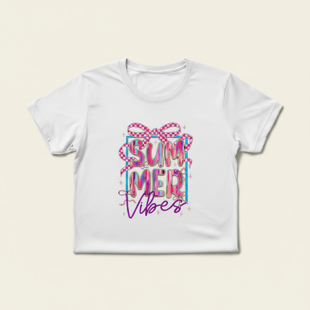 Summer Vibes tee flat lay mockup