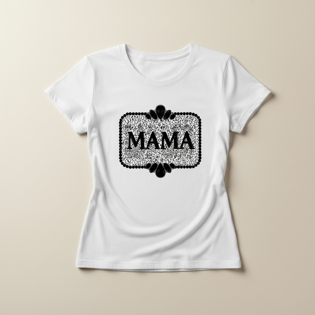 Mama dalmatian white tee flat lay mockup