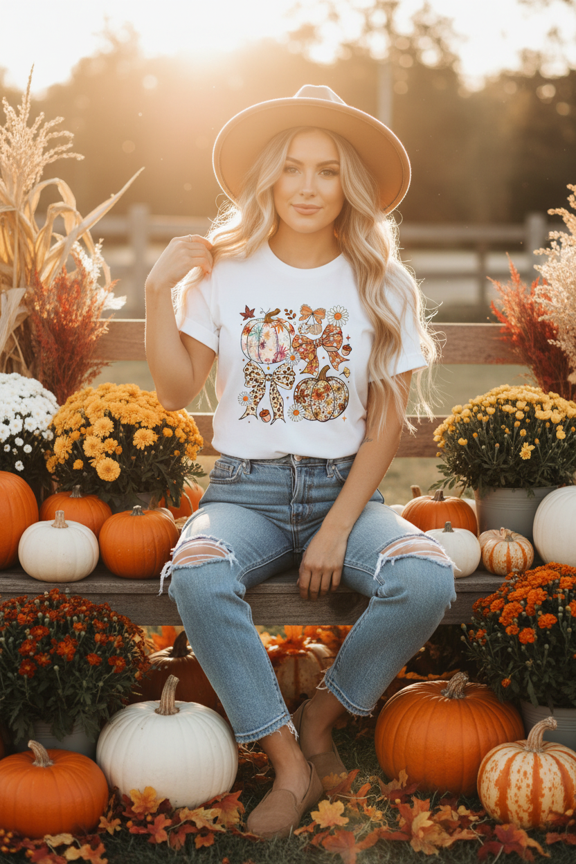 Fall boho pumpkin tee lifestyle photo