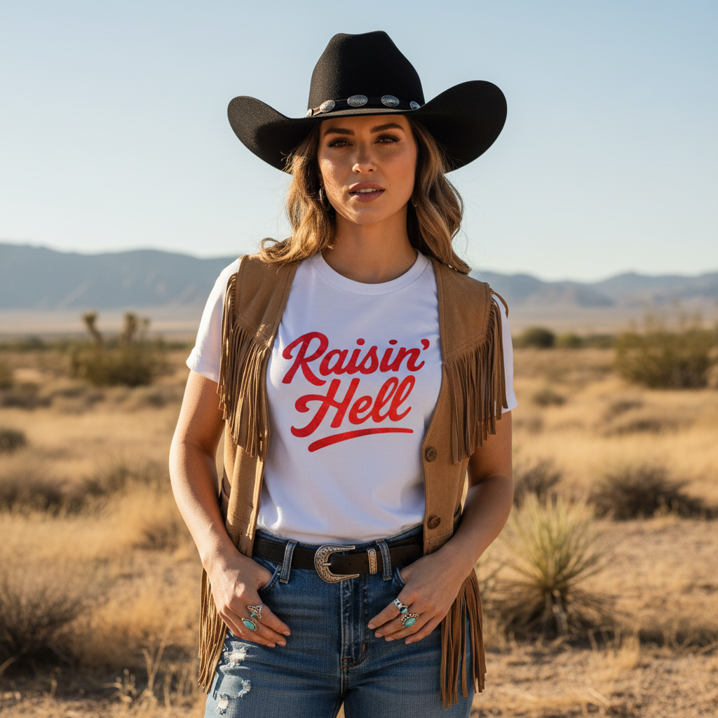 Raisin' Hell tee lifestyle mockup