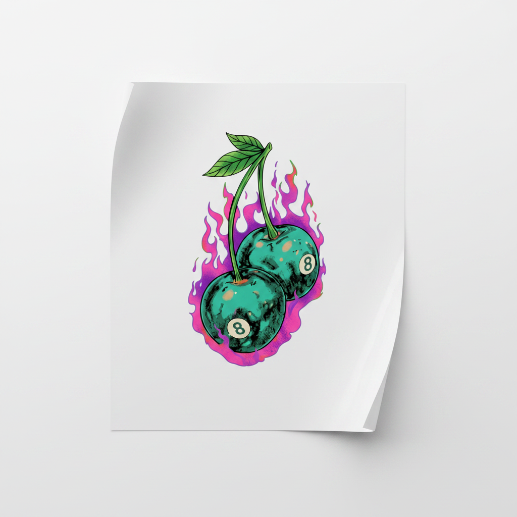 Cherry 8-Ball DTF transfer mockup